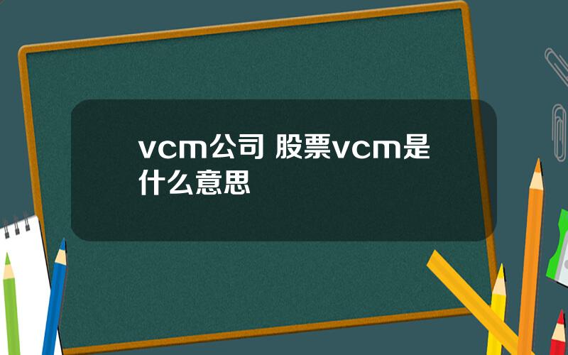 vcm公司 股票vcm是什么意思